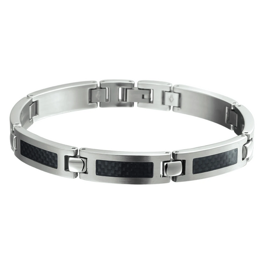 armband carbon poli/mat 9 mm 21 cm edelstaal