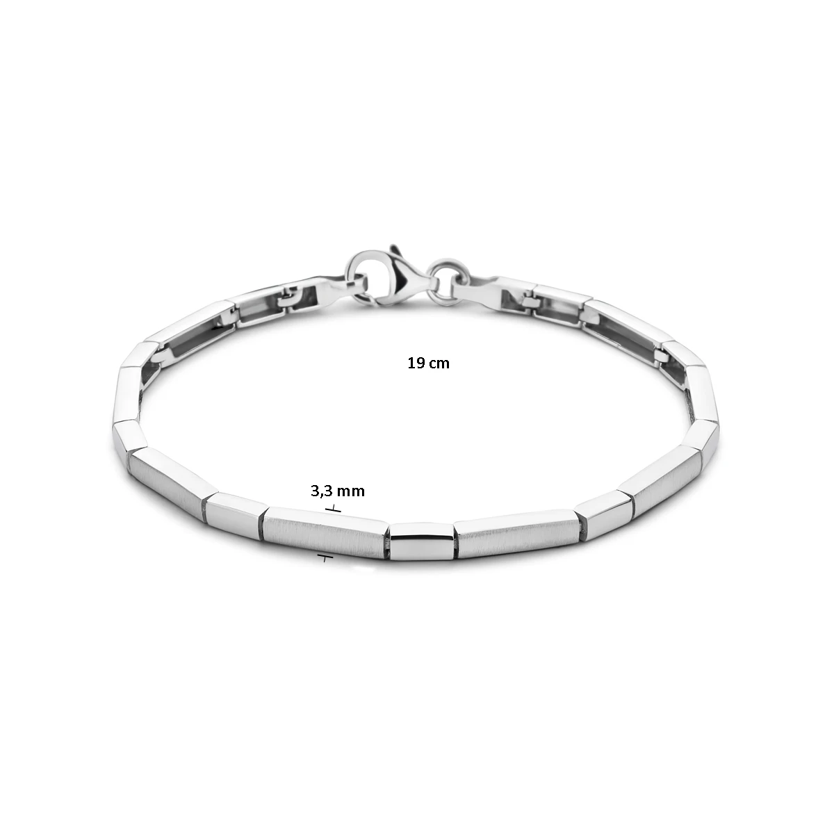 armband choker 3,3 mm 19 cm poli/mat zilver gerhodineerd