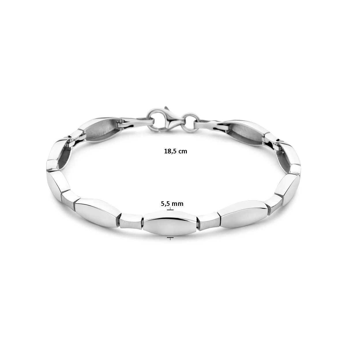 armband choker 5,5 mm 18,5 cm poli/mat zilver gerhodineerd