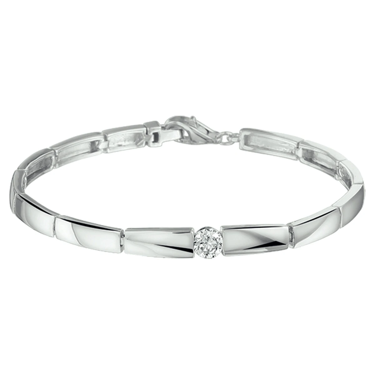 armband choker zirkonia 19 cm zilver gerhodineerd