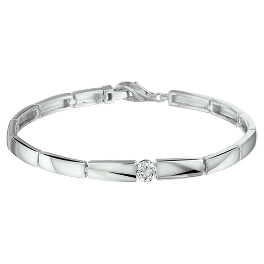 armband choker zirkonia 19 cm zilver gerhodineerd