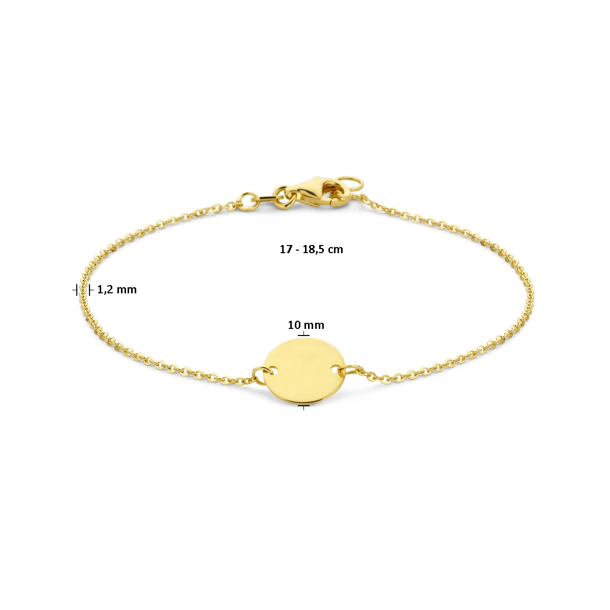 armband cirkel 17 - 18,5 cm 14K geelgoud