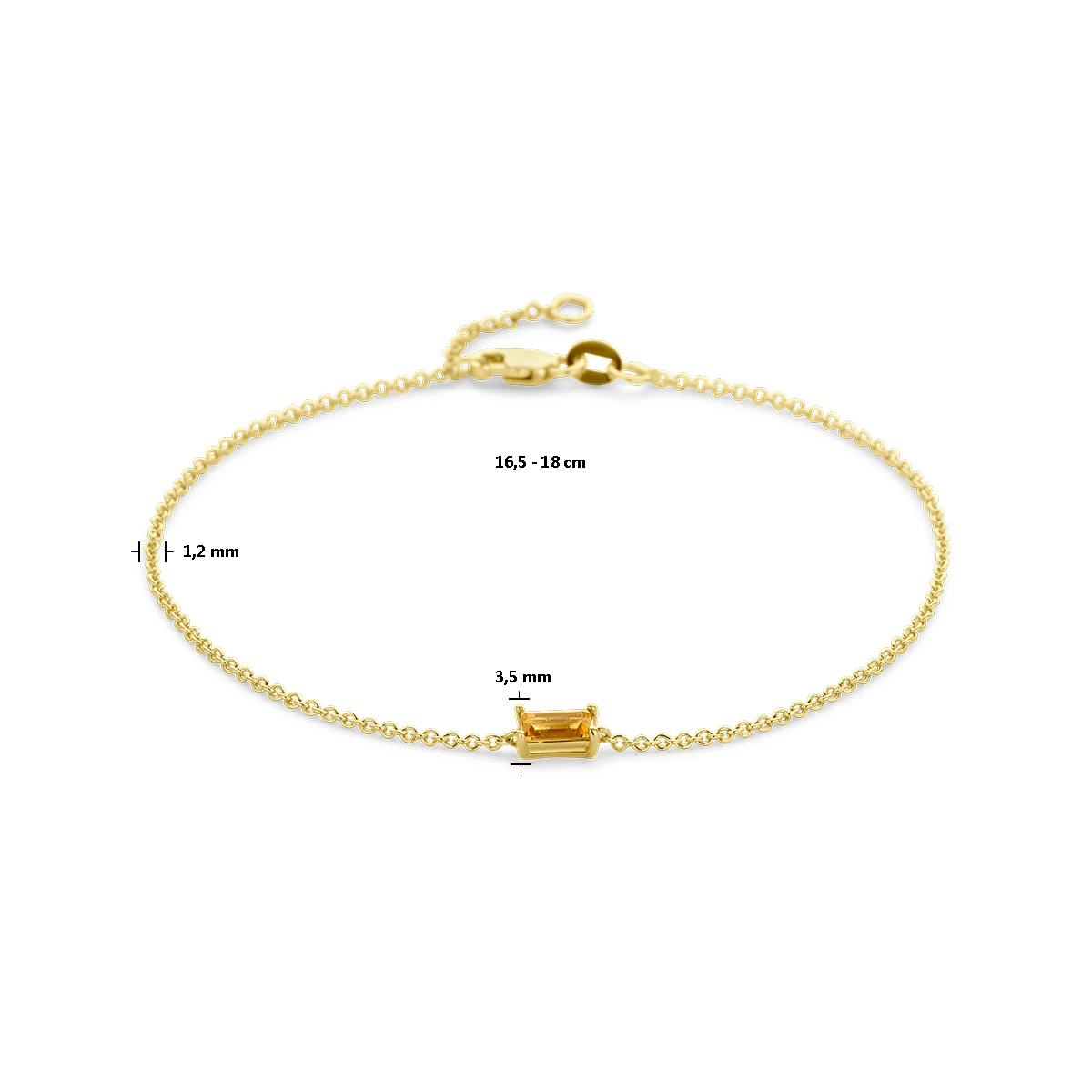 armband citrien  16,5 - 18 cm 14K geelgoud