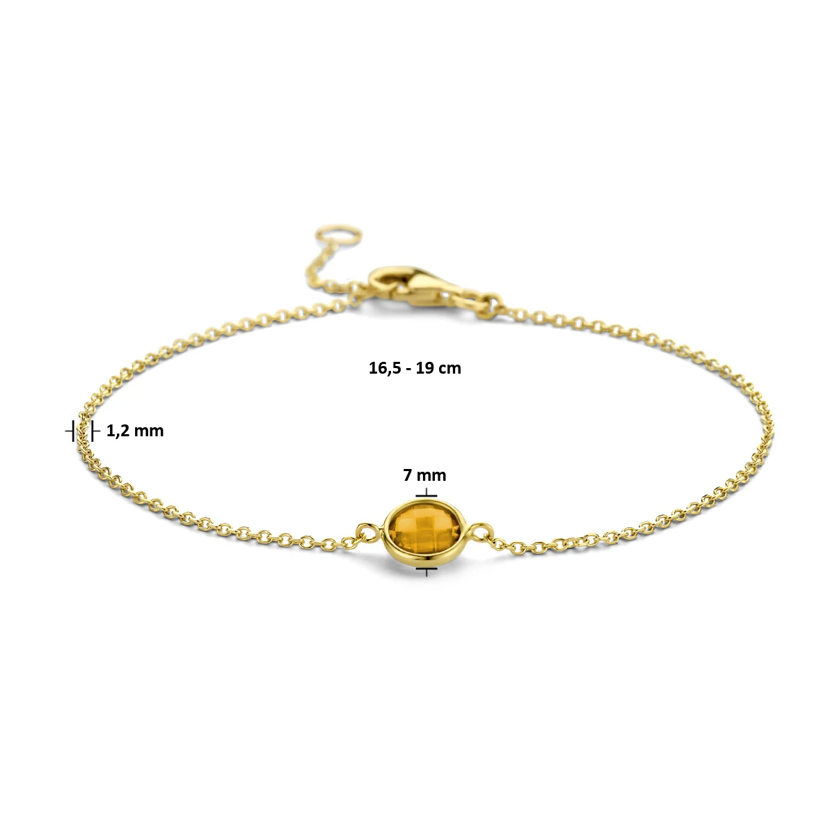 armband citrien 16,5 - 19 cm 14K geelgoud