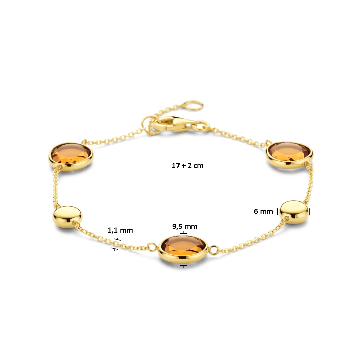 armband citrien 17 + 2 cm 14K geelgoud