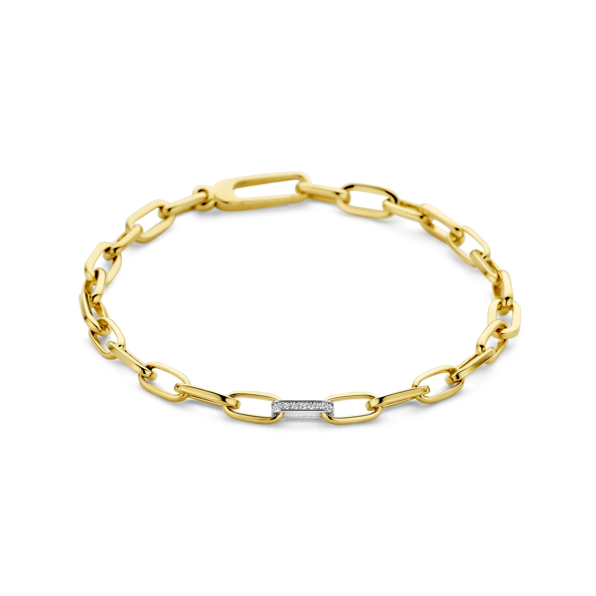 armband closed forever diamant 0.09ct g si 4,8 mm 19 cm 14K bicolor goud geel/wit