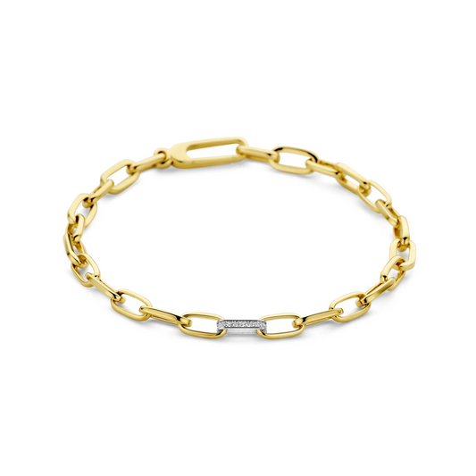armband closed forever diamant 0.09ct g si 4,8 mm 19 cm 14K bicolor goud geel/wit