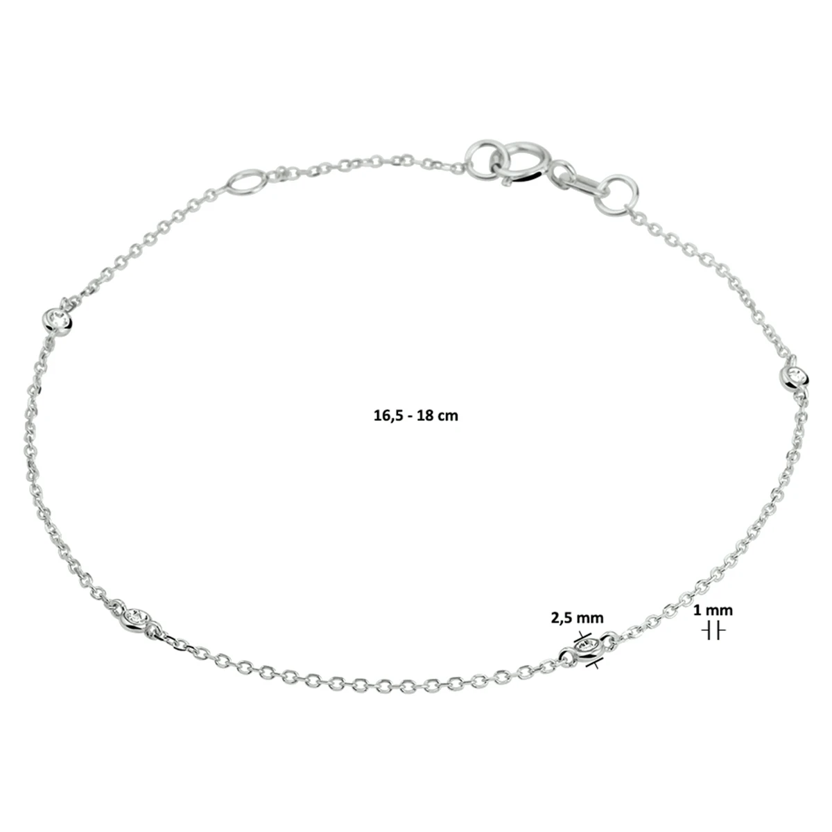 armband diamant 0.02ct h si 16,5 - 18 cm 14K witgoud