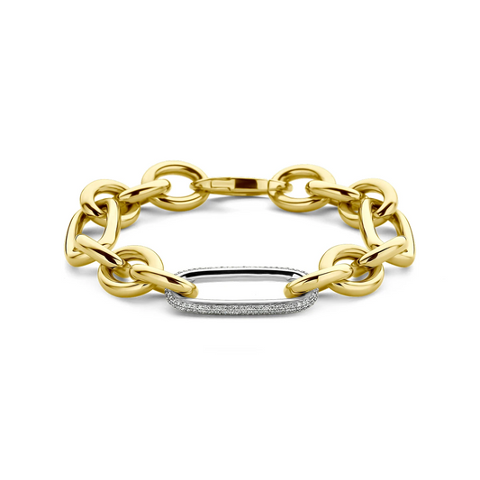 armband diamant 0.76ct g vsi 12 mm 21 cm 18K bicolor goud geel/wit