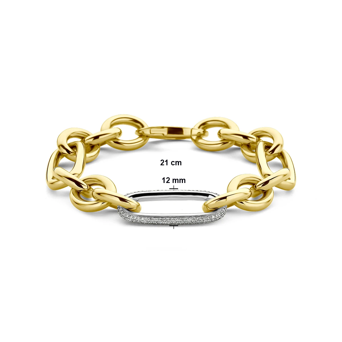 armband diamant 0.76ct g vsi 12 mm 21 cm 18K bicolor goud geel/wit