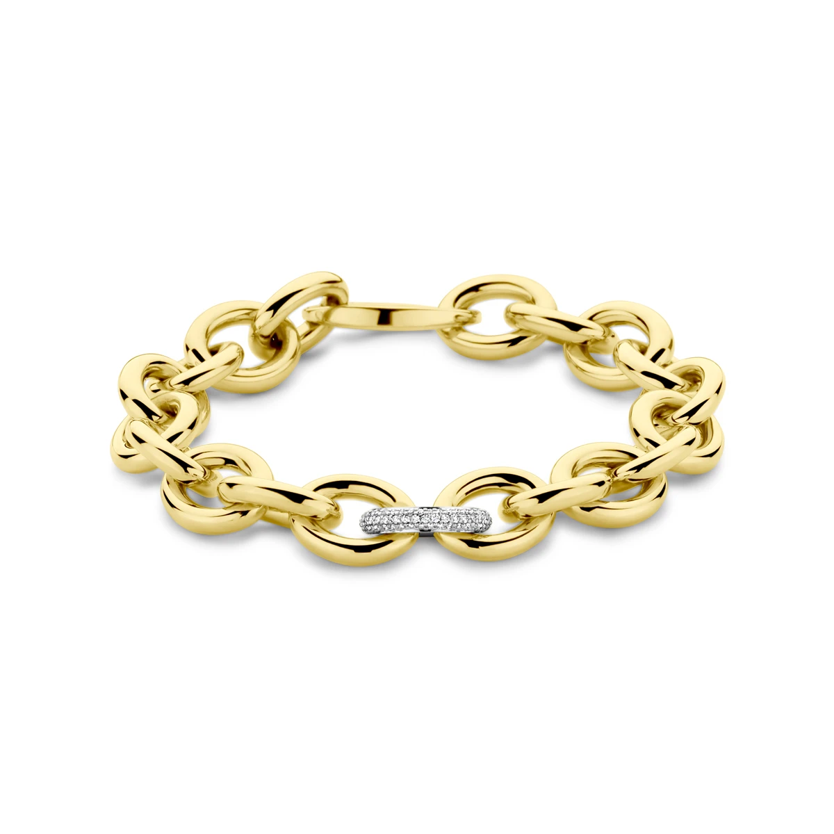 armband diamant 12 mm 20 cm 0.37ct g vsi 18K bicolor goud geel/wit