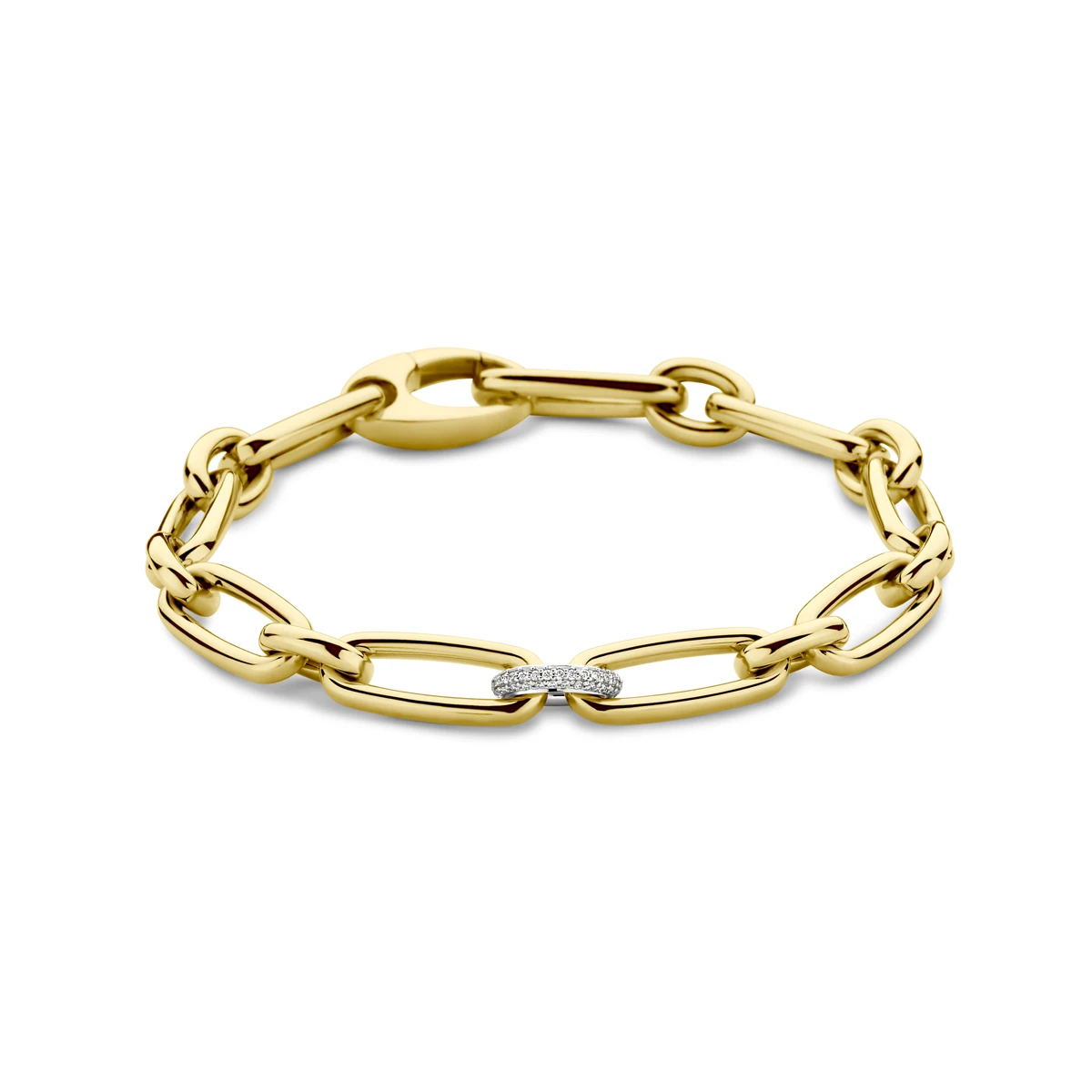 armband diamant 7,4 mm 19 cm 0.20ct g vsi 18K bicolor goud geel/wit