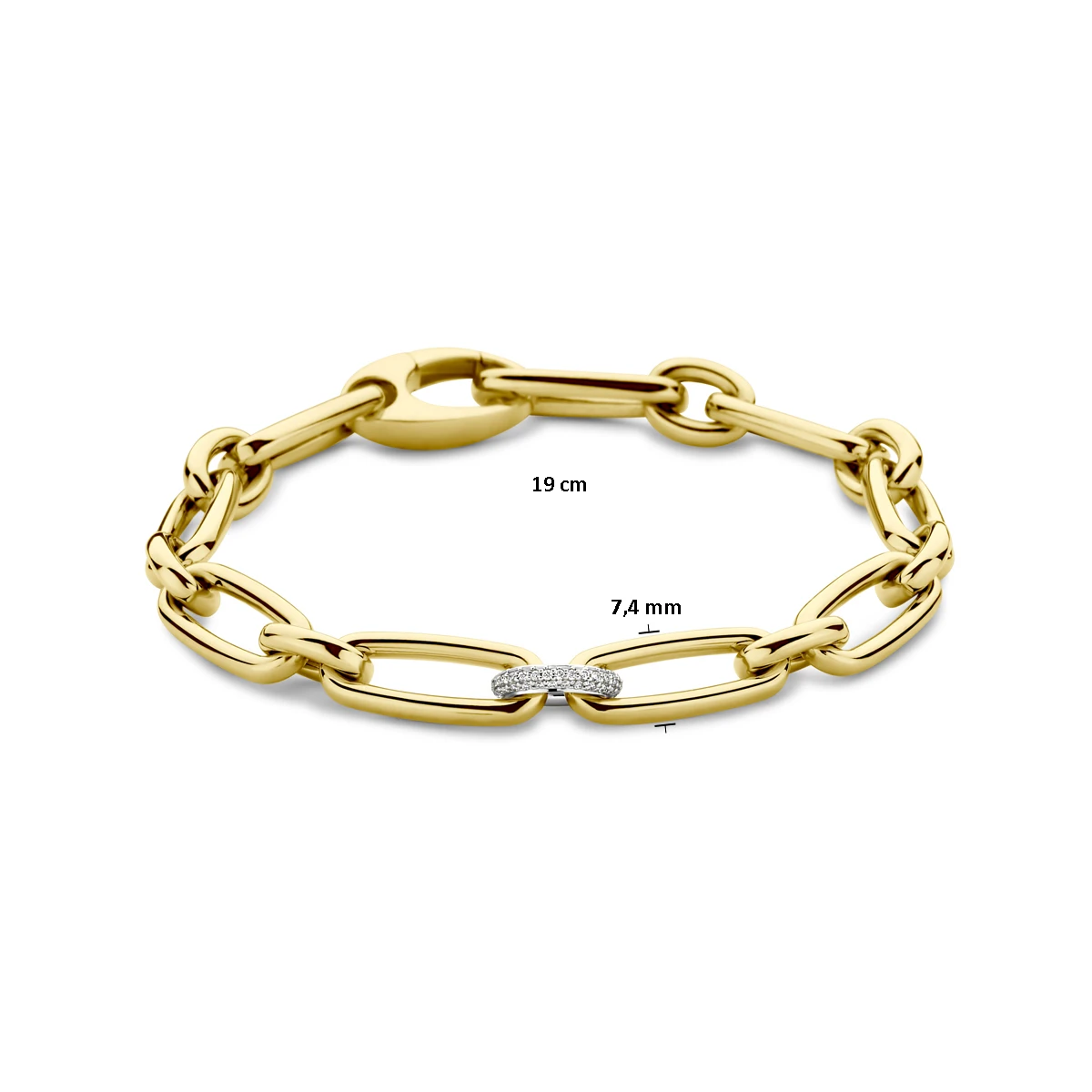 armband diamant 7,4 mm 19 cm 0.20ct g vsi 18K bicolor goud geel/wit