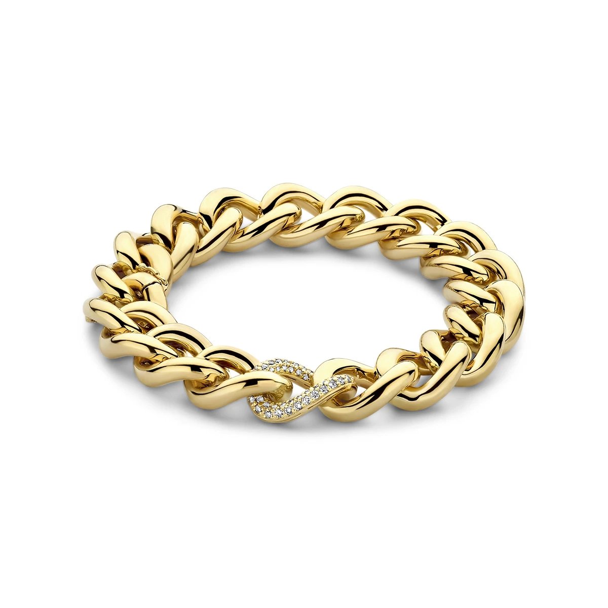 armband diamant gourmette 13,5 mm 20 cm 0.67ct h si 14K geelgoud