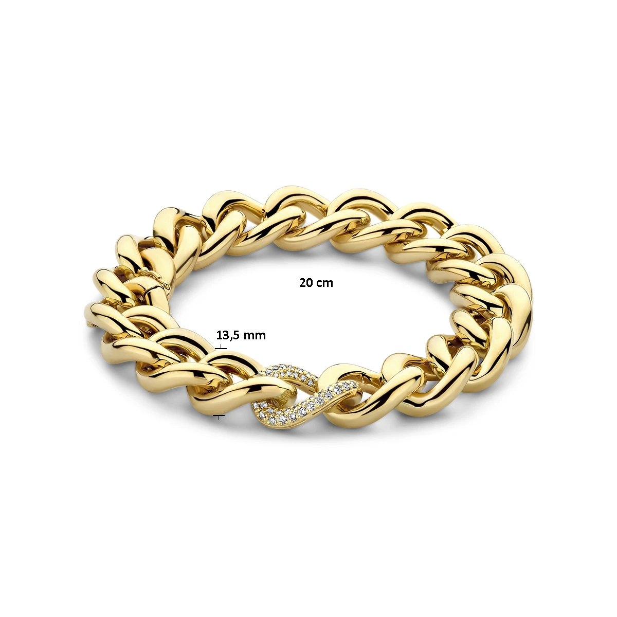 armband diamant gourmette 13,5 mm 20 cm 0.67ct h si 14K geelgoud