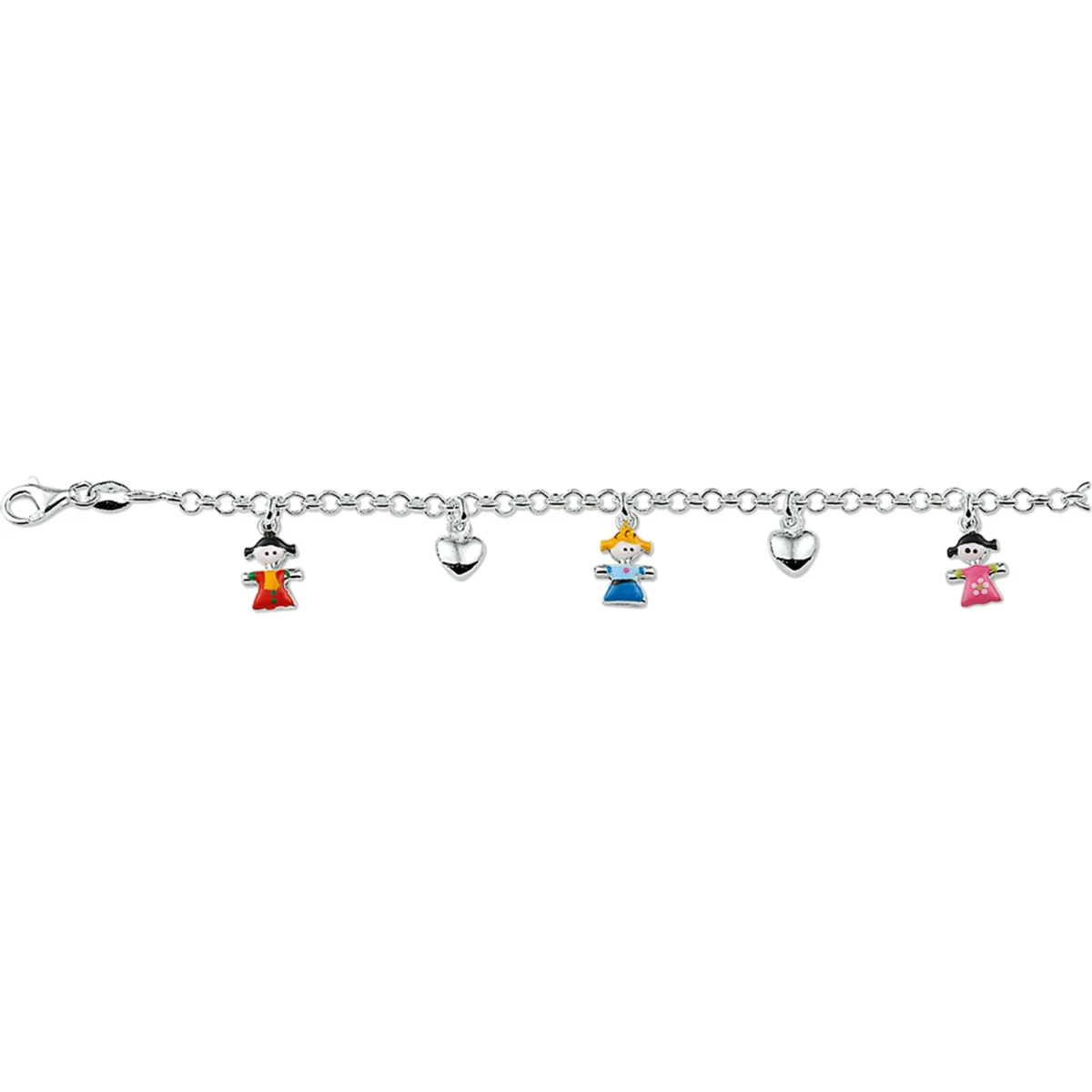 armband diverse bedels 13 - 15 cm zilver wit