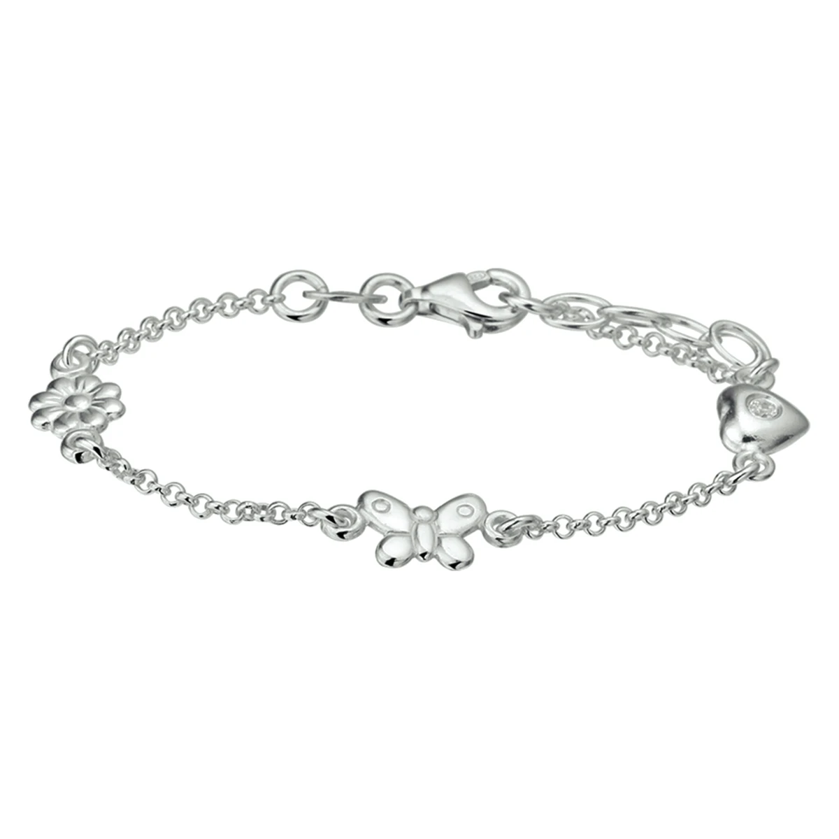armband diverse bedels 13 + 2 cm zilver wit