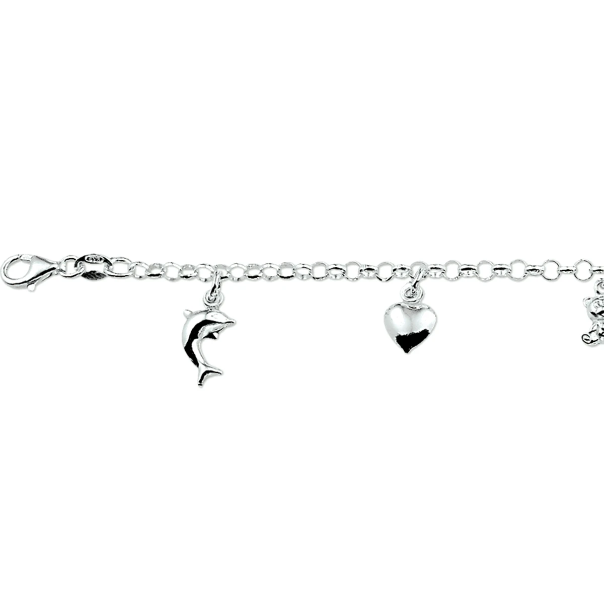 armband diverse bedels 15 cm zilver gerhodineerd