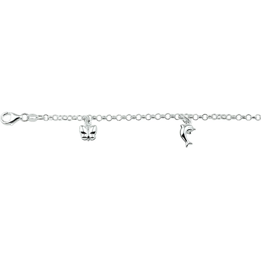 armband diverse bedels 15 cm zilver gerhodineerd