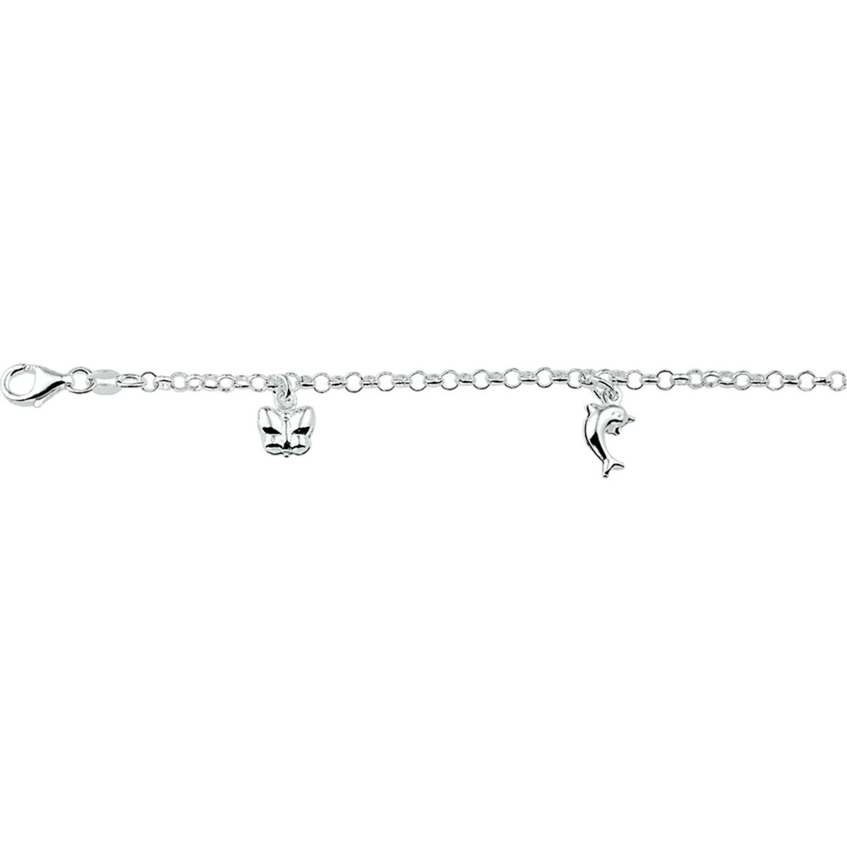 armband diverse bedels 15 cm zilver gerhodineerd