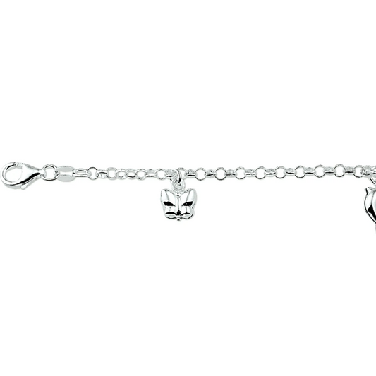 armband diverse bedels 15 cm zilver wit