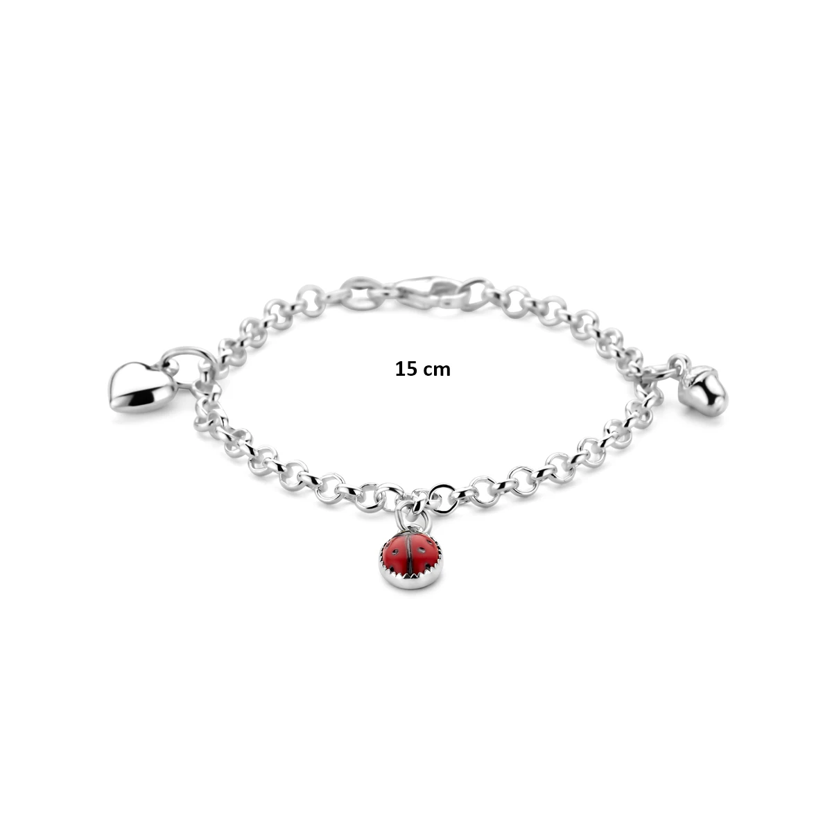 armband diverse bedels 15 cm zilver wit