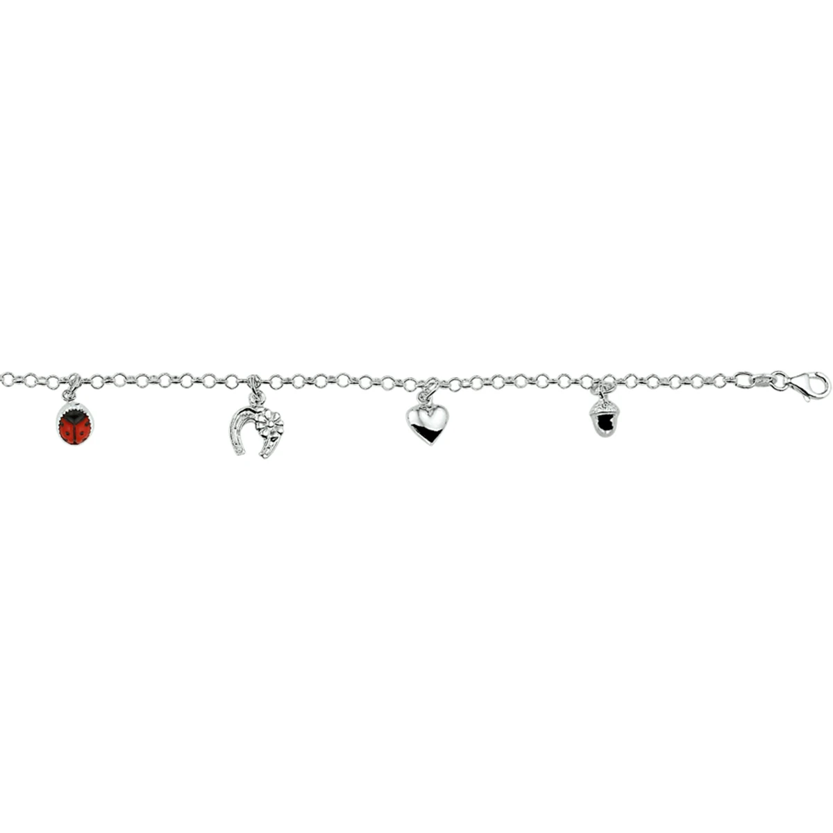 armband diverse bedels 17 cm zilver wit