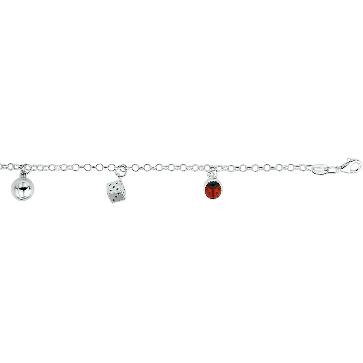 armband diverse bedels 17 cm zilver wit
