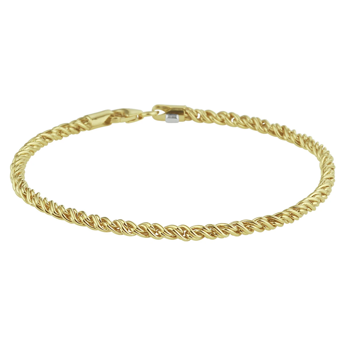 armband draadschakel massief 2,8 mm 19 cm silgold (geel met zilverkern)