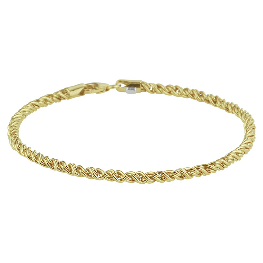 armband draadschakel massief 2,8 mm 19 cm silgold (geel met zilverkern)