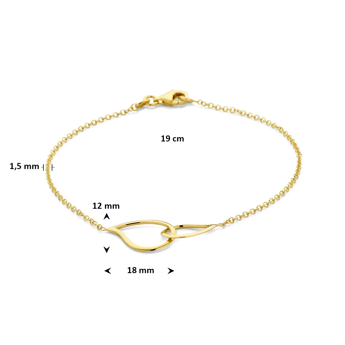 armband druppel 19 cm 14K geelgoud