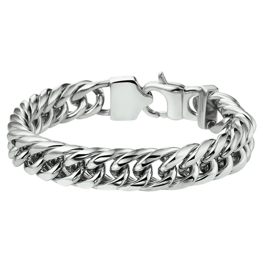 armband dubbel gourmette 11 mm edelstaal