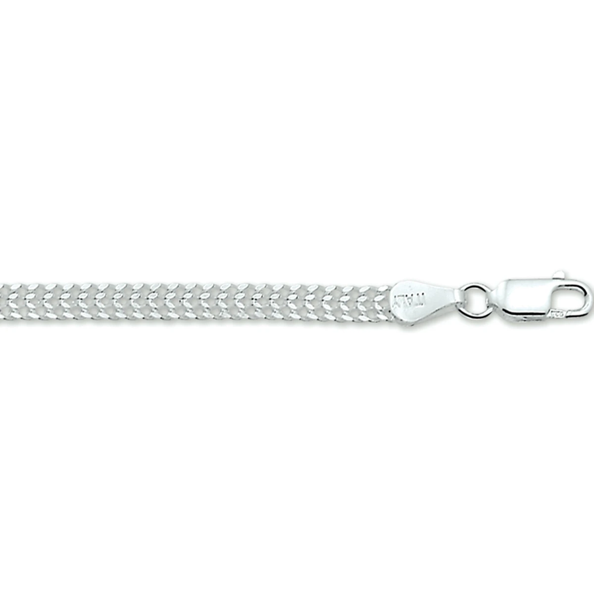 armband dubbel gourmette 4,3 mm zilver gerhodineerd