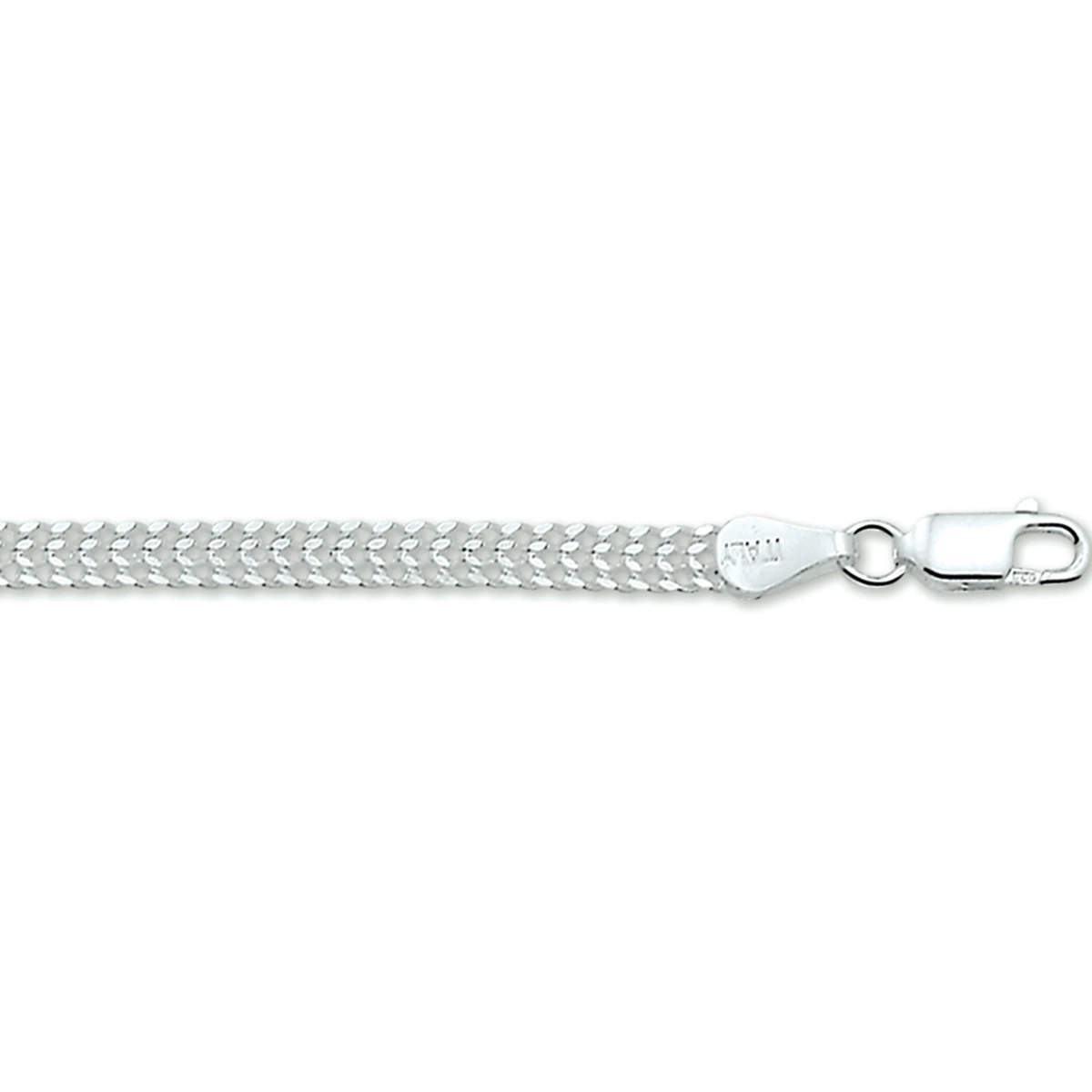 armband dubbel gourmette 4,3 mm zilver wit