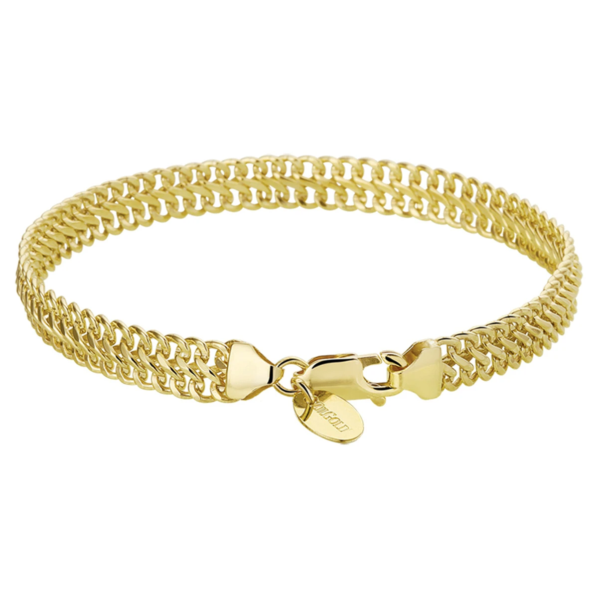 armband dubbel gourmette massief 6,5 mm silgold (geel met zilverkern)