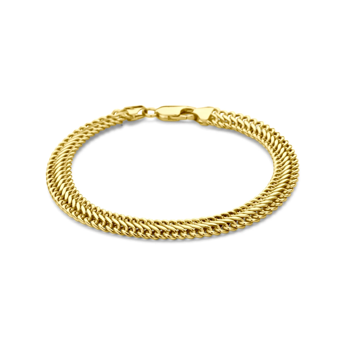 armband dubbel gourmette massief 6,5 mm silgold (geel met zilverkern)