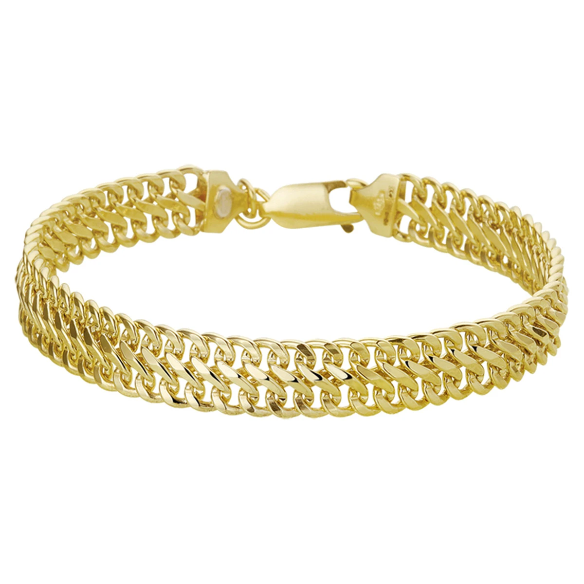 armband dubbel gourmette massief 8 mm Silgold (geel met zilverkern)
