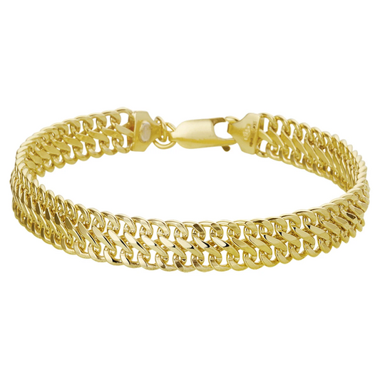 armband dubbel gourmette massief 8 mm Silgold (geel met zilverkern)