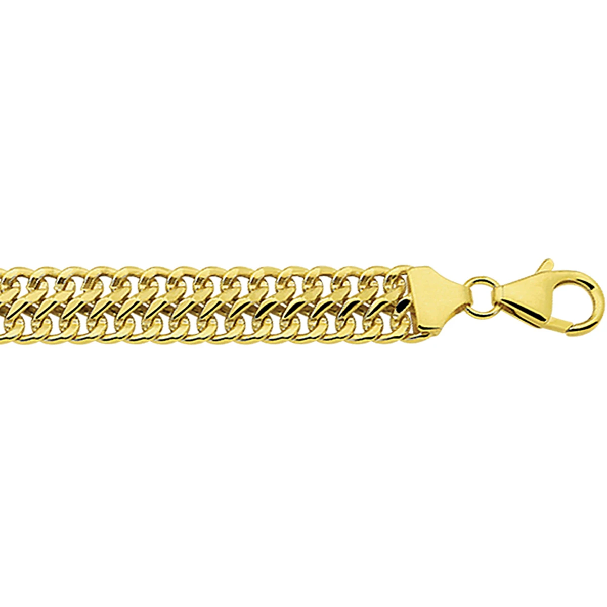 armband dubbel gourmette massief 8 mm Silgold (geel met zilverkern)