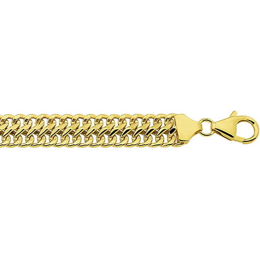 armband dubbel gourmette massief 8 mm Silgold (geel met zilverkern)