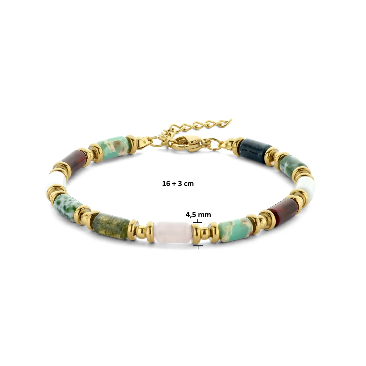 armband edelstenen 16 + 3 cm ion plating edelstaal