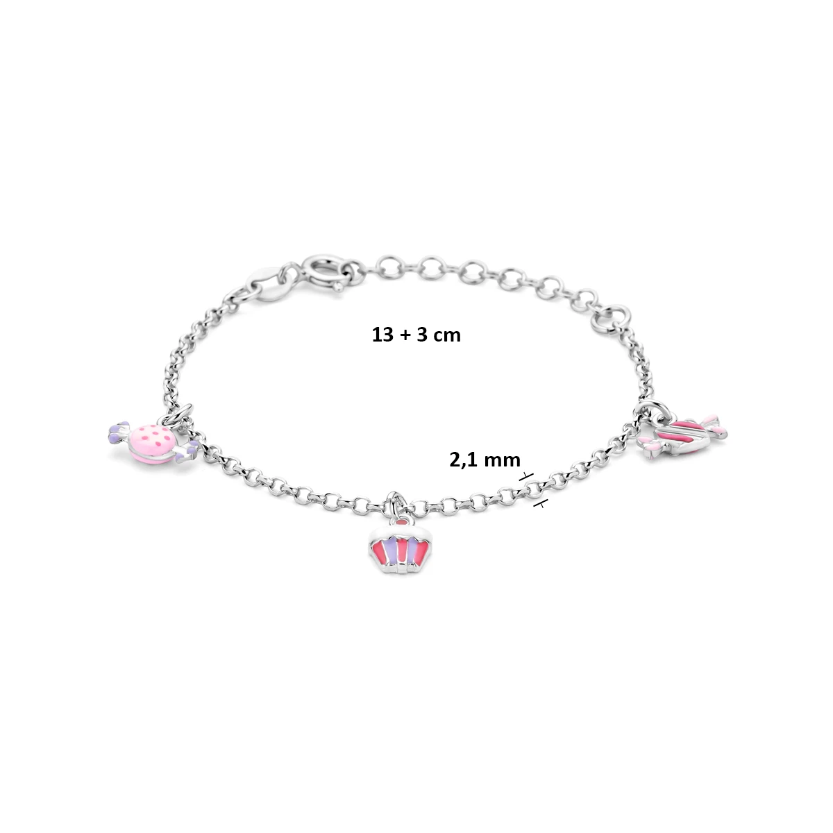 armband emaille 13 + 3 cm zilver gerhodineerd