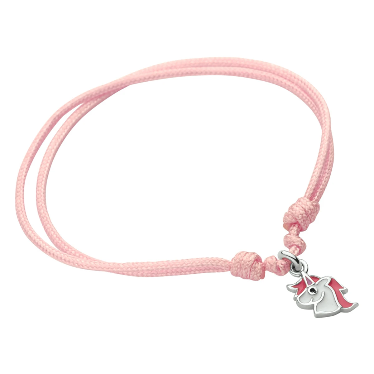 armband emaille eenhoorn zilver gerhodineerd met rubber/nylon/leer