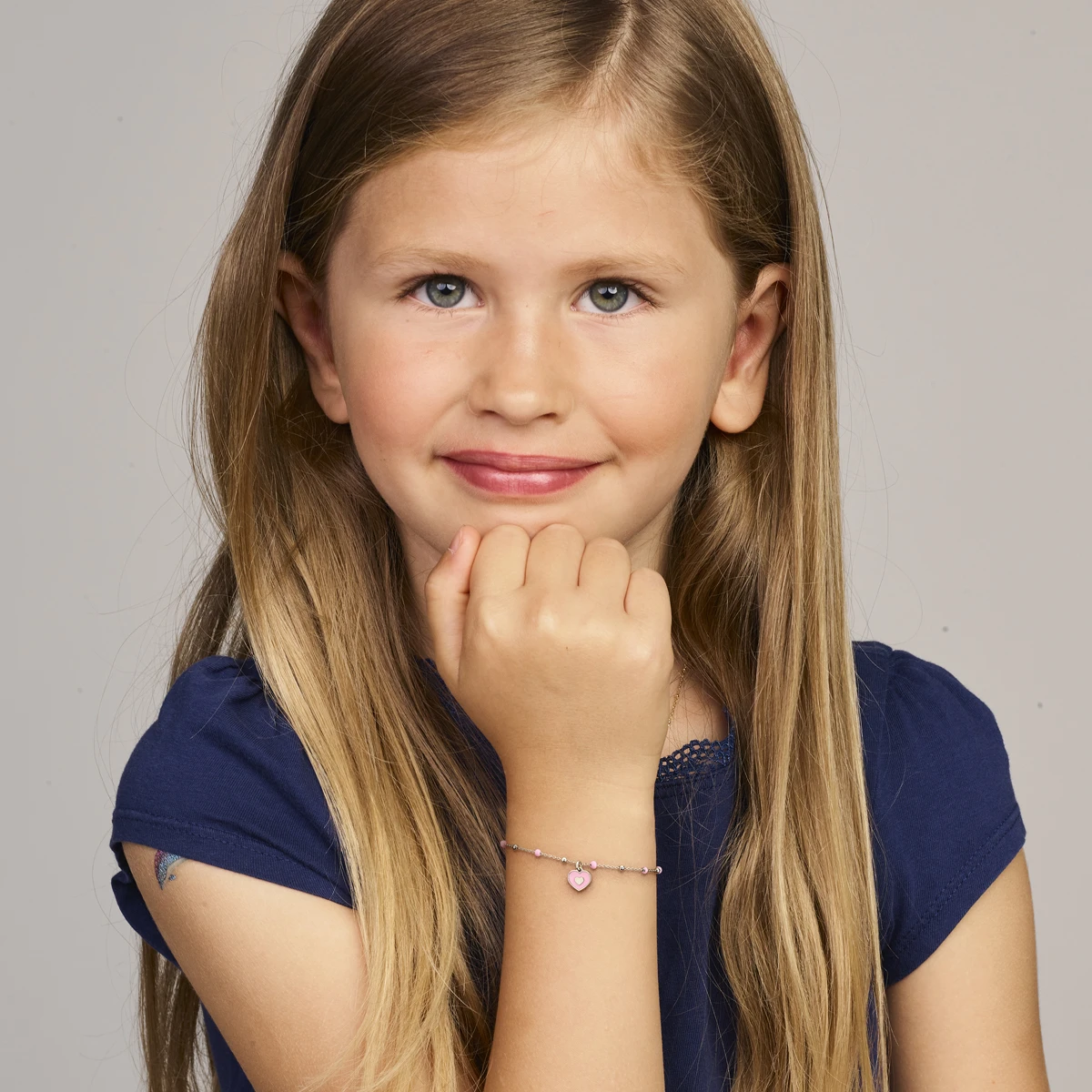armband emaille hartje 13 + 3 cm zilver gerhodineerd
