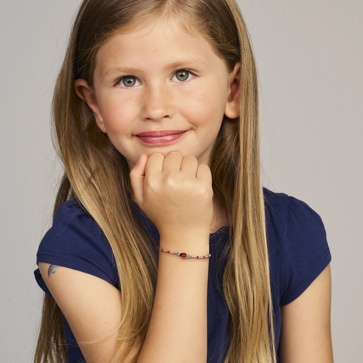 armband emaille lieveheersbeestjes 13 + 3 cm zilver gerhodineerd