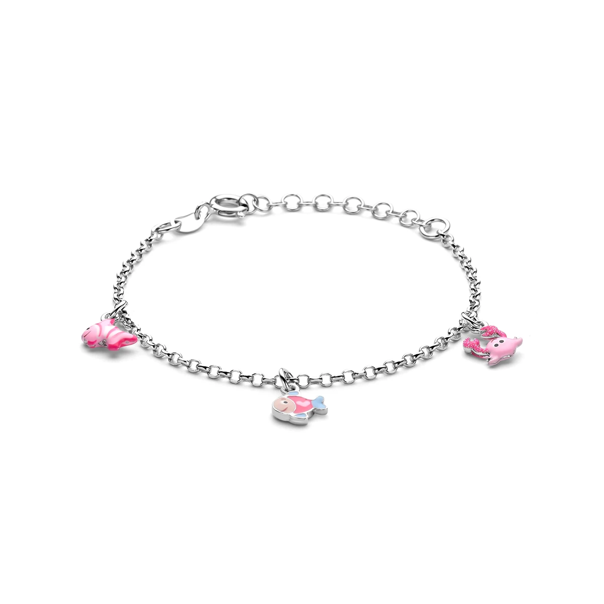 armband emaille zeedieren 13 + 3 zilver gerhodineerd