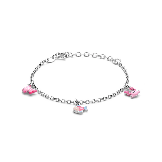 armband emaille zeedieren 13 + 3 zilver gerhodineerd