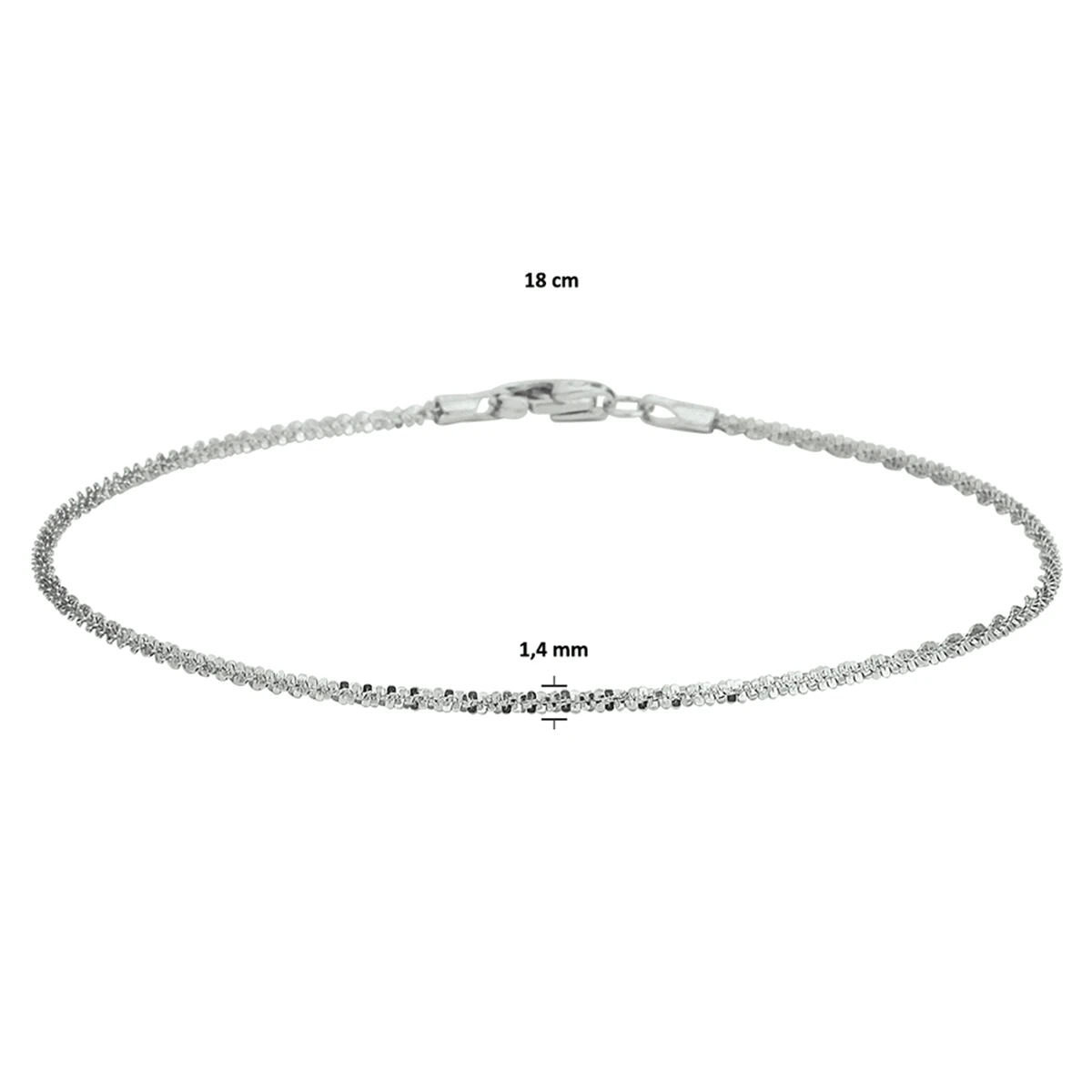 armband fantasie 1,4 mm 18 cm 14K witgoud