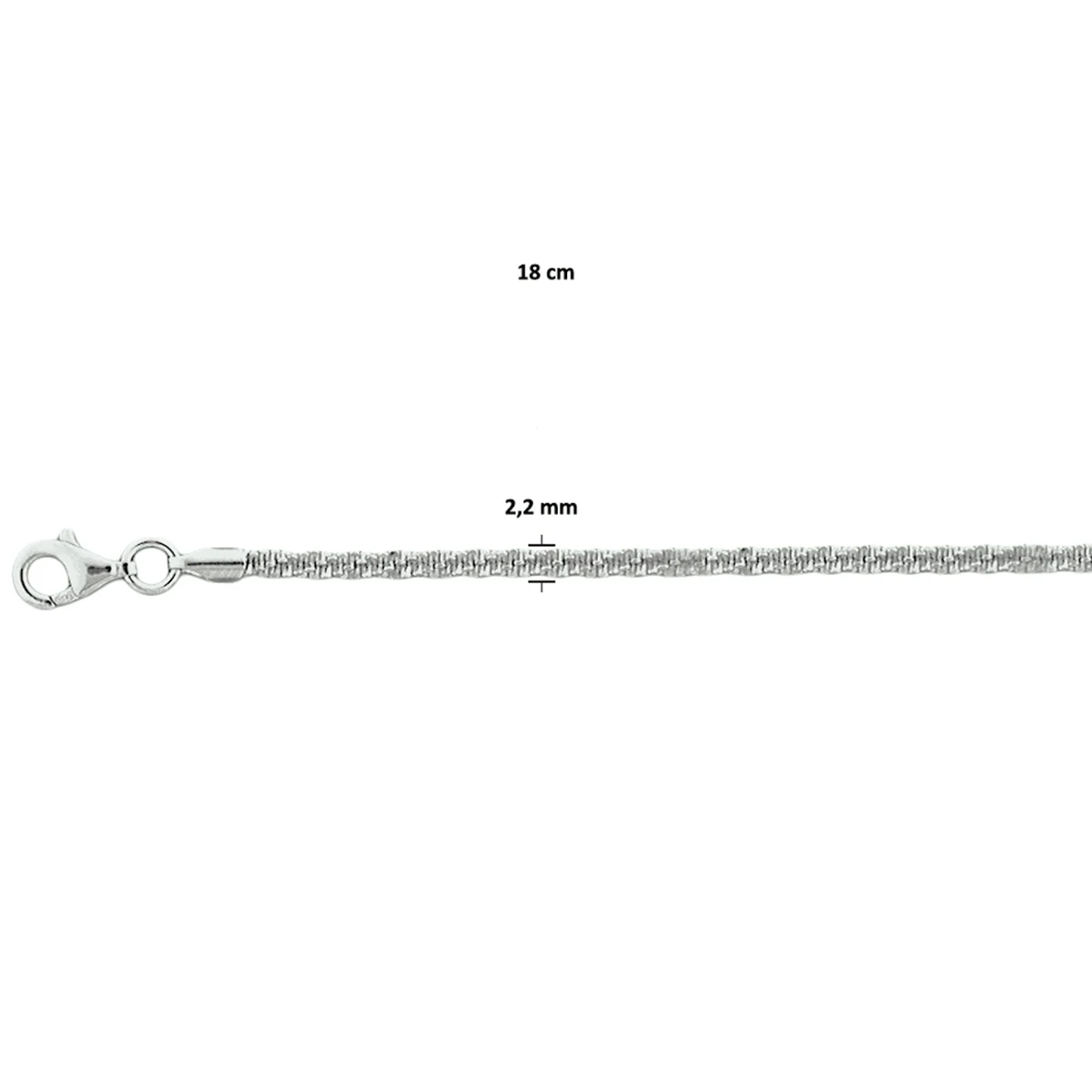 armband fantasie 2,2 mm zilver gerhodineerd