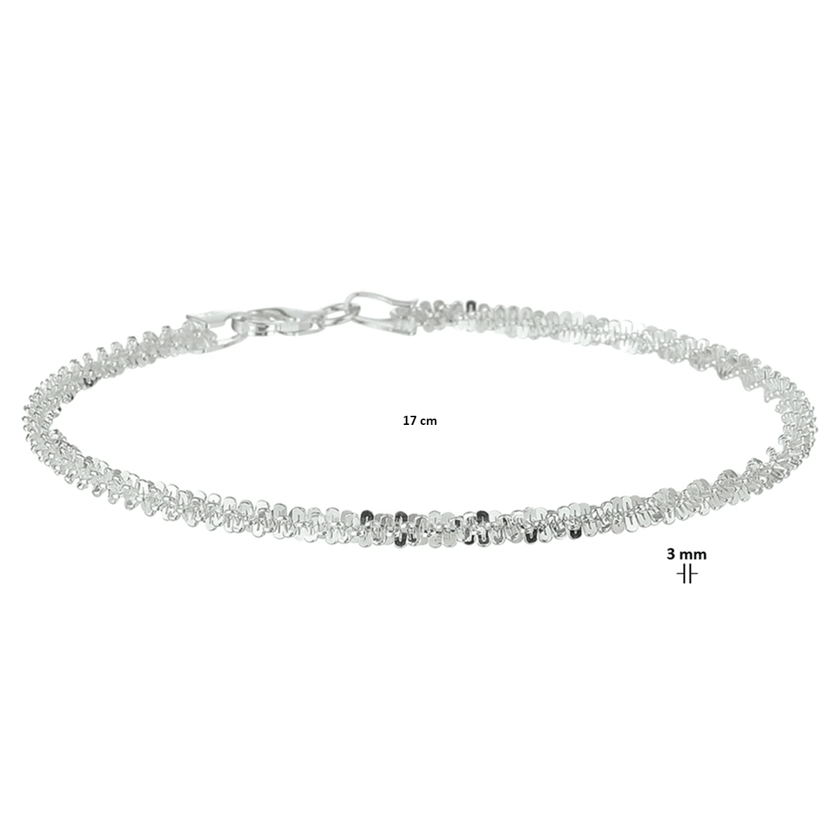 armband fantasie 3,0 mm zilver wit